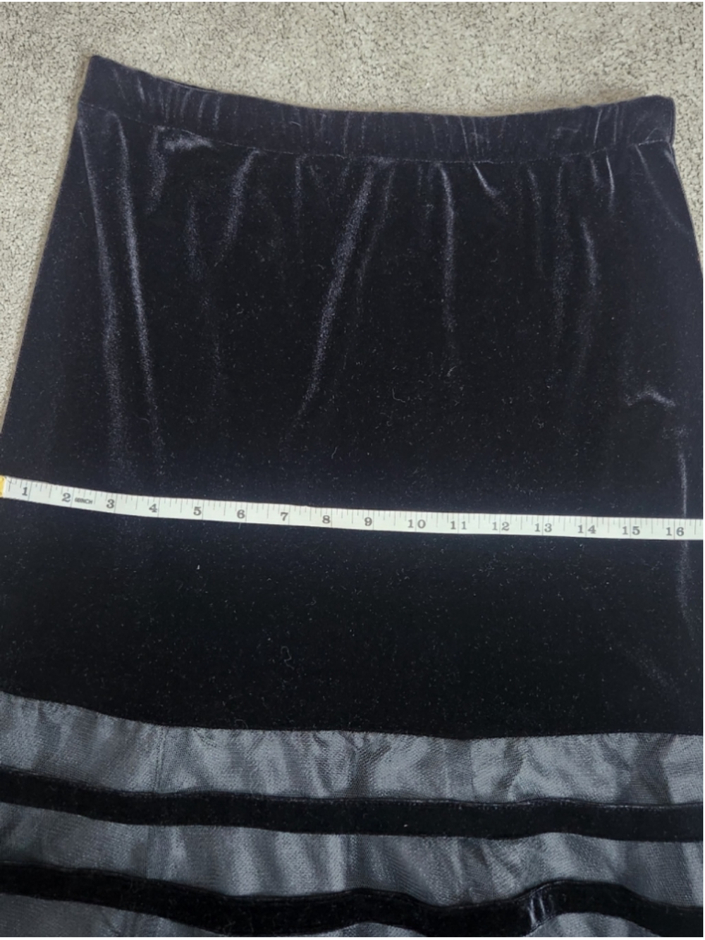 Black Velvet Maxi Skirt Size 10 Fits Large Soft Lace Sheer - Picture 8 of 12
